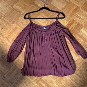 Purple cold shoulder blouse